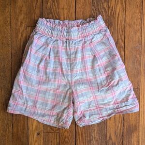 Vintage 90's Levi's Kids 6 Pink & Blue Plaid Pull-on Shorts